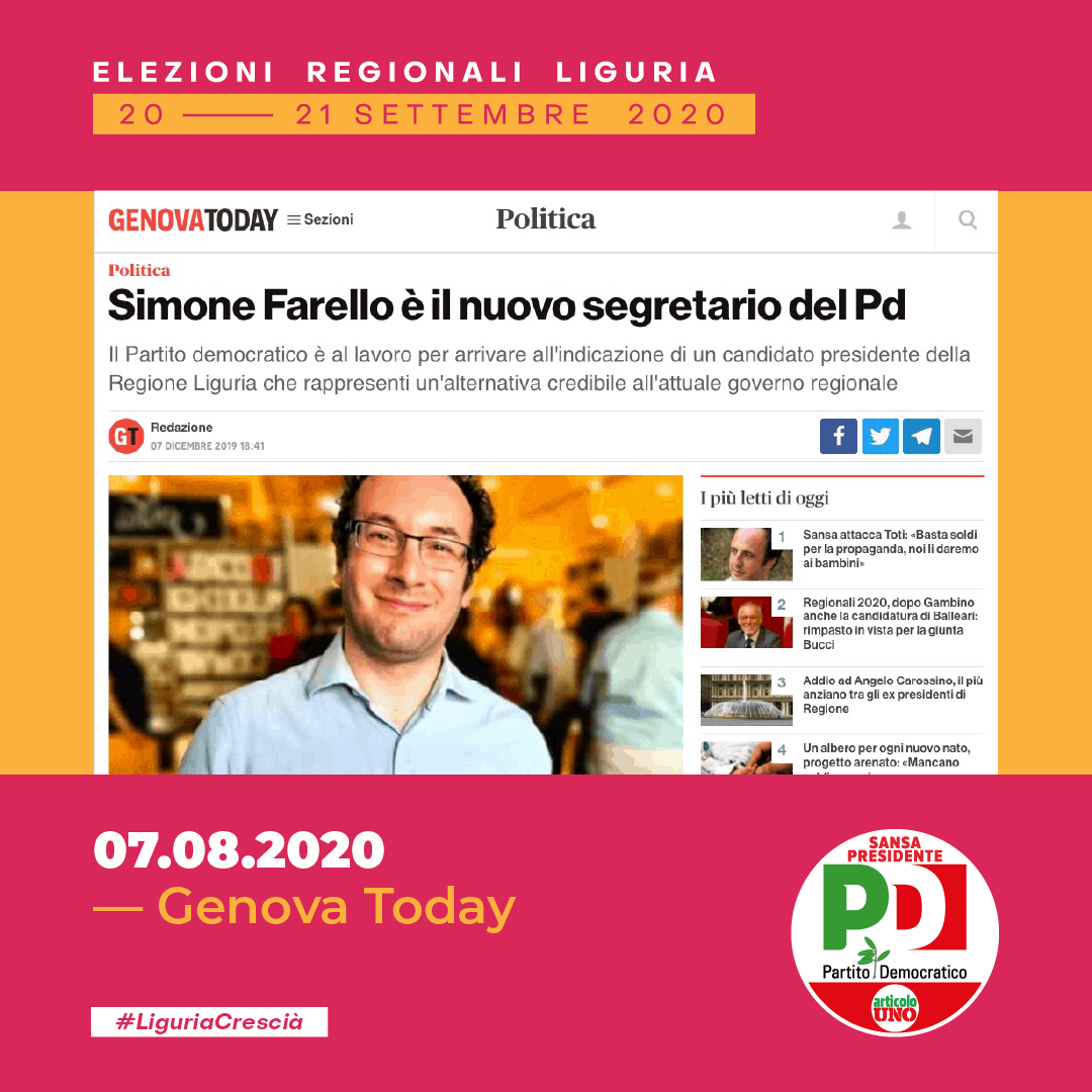 PD Liguria | Campagna elettorale | Agenzia ORA