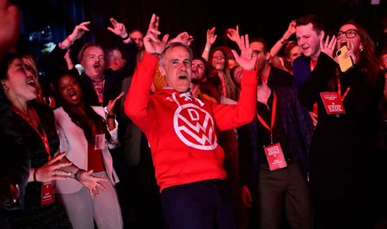 festeggiamenti elezioni canada 2025